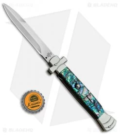 AGA Campolin 9" Maltese Cross Bayonet Italian Stiletto Knife Abalone (4" Satin) -Professional Knife Discount Store AGA Campolin 9in Bayo Italian Stiletto Auto Abalone Satin BP 28947 jr bottlecap