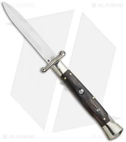 AGA Campolin 9" Italian Stiletto Swinguard Bayonet Automatic Knife Dark Horn