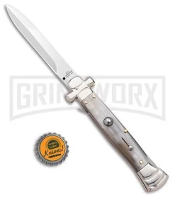 AGA Campolin 9" Maltese Cross Stiletto Horn Automatic Knife - Bayo Satin Plain 9 AGA Campolin 9" Maltese Cross Stiletto Horn Automatic Knife - Bayo Satin Plain -Professional Knife Discount Store AGA Campolin 9in Maltese Cross Stiletto Auto Horn Bayo BHQ 177244 jr bottlecap large