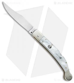 AGA Campolin 9" Sahara Italian Stiletto Lockback Automatic Pearlex (3.8" Mirror)