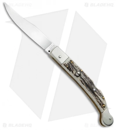 AGA Campolin 9" Sahara Italian Stiletto Lockback Automatic Stag (3.8" Mirror) 3 AGA Campolin 9" Sahara Italian Stiletto Lockback Automatic Stag (3.8" Mirror)