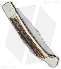 AGA Campolin 9" Sahara Italian Stiletto Lockback Automatic Stag (3.8" Mirror) 8 AGA Campolin 9" Sahara Italian Stiletto Lockback Automatic Stag (3.8" Mirror) -Professional Knife Discount Store AGA Campolin 9in Sahara Italian Stiletto LB Stag Mirror BHQ 74051 jr side