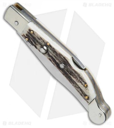 AGA Campolin 9" Sahara Italian Stiletto Lockback Automatic Stag (3.8" Mirror) 4 AGA Campolin 9" Sahara Italian Stiletto Lockback Automatic Stag (3.8" Mirror) - Image 2