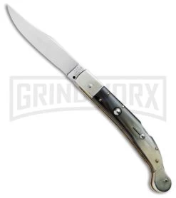 AGA Campolin Sahara Dark Horn Italian Stiletto Automatic Knife - Mirror Plain