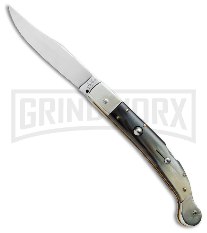 AGA Campolin Sahara Dark Horn Italian Stiletto Automatic Knife - Mirror Plain 3 AGA Campolin Sahara Dark Horn Italian Stiletto Automatic Knife - Mirror Plain
