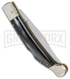 AGA Campolin Sahara Dark Horn Italian Stiletto Automatic Knife - Mirror Plain 8 AGA Campolin Sahara Dark Horn Italian Stiletto Automatic Knife - Mirror Plain -Professional Knife Discount Store AGA Campolin 9in Shara Italian Stiletto LB Dark Horn Mirror BHQ 74050 jr side large