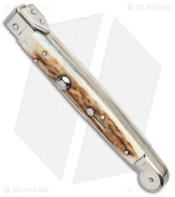 AGA Campolin 9" Sicilian Picklock Auto Sillito Knife Stag (4.1" Satin Bayo) -Professional Knife Discount Store AGA Campolin 9in Sicilian Picklock Auto Stag Horn Satin Bayo BHQ 81940 jr spine