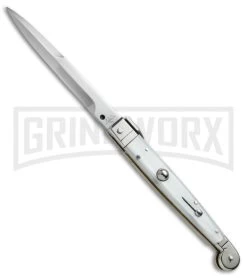 A.G.A. Campolin 9" Sicilian White Pearlex Picklock Automatic Knife - Bayonet