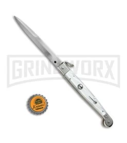 A.G.A. Campolin 9" Sicilian Ring Pull White Pearlex Automatic Knife - Bayonet -Professional Knife Discount Store AGA Campolin 9in Sicilian White Pearlex Ring Pull Bayo BP 19445 jr bottlecap large