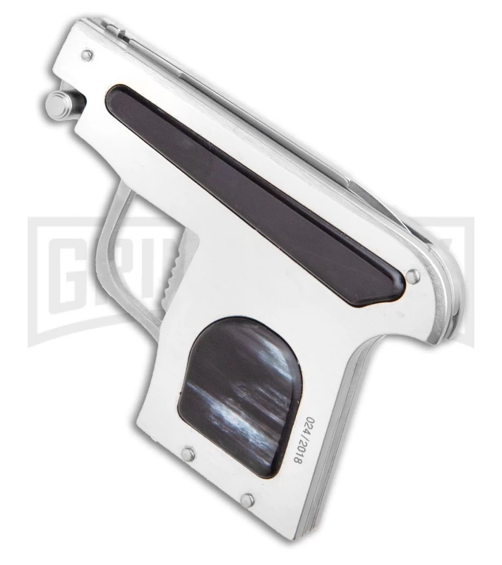 AGA Campolin Dark Horn Automatic Gun Knife - Satin Plain 4 AGA Campolin Dark Horn Automatic Gun Knife - Satin Plain - Image 2