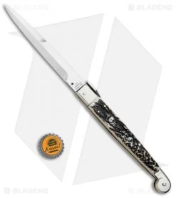 A.G.A. Campolin 12" Sicilian Picklock Bayo Automatic Knife Stag (5.5" Satin) -Professional Knife Discount Store AGA Campolin Brazilian Stag Sicilian Picklock Bayo BP 16455 jr bottlecap