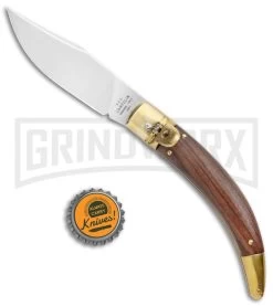 AGA Campolin Diana Wood Lever Lock Automatic Brass/Wood Knife - 3.75 Satin -Professional Knife Discount Store AGA Campolin Diana LL Auto Brass Wood Satin BHQ 135444 jr bottlecap large