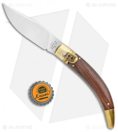 AGA Campolin Diana Lever Lock Automatic Brass Wood Knife (3.75" Satin) 6 AGA Campolin Diana Lever Lock Automatic Brass Wood Knife (3.75" Satin) - Image 4