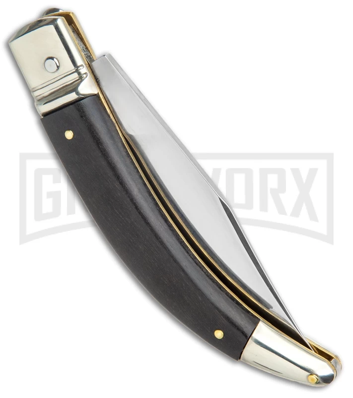 AGA Campolin Diana Ebony Lever Lock Automatic Knife - Satin Plain 5 AGA Campolin Diana Ebony Lever Lock Automatic Knife - Satin Plain - Image 3