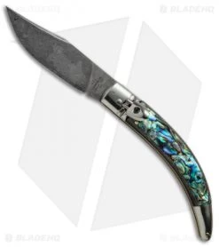 AGA Campolin Diana Lever Lock Automatic Knife Abalone (3.75" Damascus)