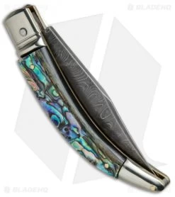 AGA Campolin Diana Lever Lock Automatic Knife Abalone (3.75" Damascus) -Professional Knife Discount Store AGA Campolin Diana LL Damascus Abalone BHQ 67442 jr side