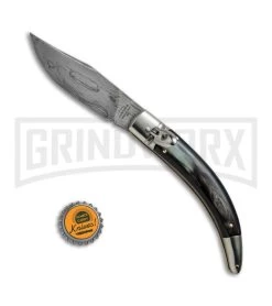 AGA Campolin Diana Dark Horn Lever Lock Automatic Knife - Damascus Plain -Professional Knife Discount Store AGA Campolin Diana LL Damascus Dark Horn BHQ 67443 jr bottlecap large