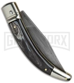 AGA Campolin Diana Dark Horn Lever Lock Automatic Knife - Damascus Plain -Professional Knife Discount Store AGA Campolin Diana LL Damascus Dark Horn BHQ 67443 jr side large