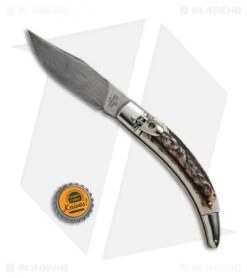 AGA Campolin Diana Lever Lock Automatic Knife Stag Horn (3.75" Damascus) -Professional Knife Discount Store AGA Campolin Diana LL Damascus Stag Horn BHQ 67441 jr bottlecap