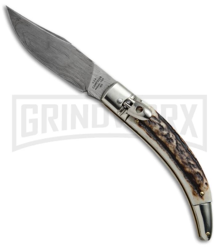 AGA Campolin Diana Stag Horn Lever Lock Automatic Knife - Damascus 3 AGA Campolin Diana Stag Horn Lever Lock Automatic Knife - Damascus