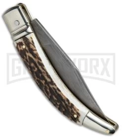 AGA Campolin Diana Stag Horn Lever Lock Automatic Knife - Damascus 8 AGA Campolin Diana Stag Horn Lever Lock Automatic Knife - Damascus -Professional Knife Discount Store AGA Campolin Diana LL Damascus Stag Horn BHQ 67441 jr side large