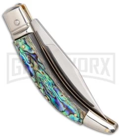AGA Campolin Diana Abalone Lever Lock Automatic Knife - Polished Plain -Professional Knife Discount Store AGA Campolin Diana Lever Lock Abalone Satin BHQ 87410 er side large