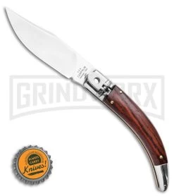 AGA Campolin Diana Santos Wood Lever Lock Automatic Knife - Satin Plain -Professional Knife Discount Store AGA Campolin Diana Lever Lock Automatic Knife Santos Wood 3.75 Satin BHQ 120336 LS Bottlecap large