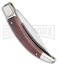 AGA Campolin Diana Santos Wood Lever Lock Automatic Knife - Satin Plain -Professional Knife Discount Store AGA Campolin Diana Lever Lock Automatic Knife Santos Wood 3.75 Satin BHQ 120336 LS Side large