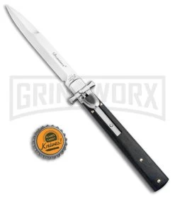 AGA Campolin Dominius Ebony Leverlock Automatic Knife - Bayonet Satin Plain -Professional Knife Discount Store AGA Campolin Dominius Ebony LL Auto Bayo Satin GO DOM23 EB BHQ 99910 jr bottlecap large