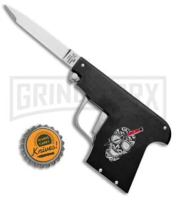 AGA Campolin Black Automatic Gun Knife - Satin Plain -Professional Knife Discount Store AGA Campolin Gun Knife Auto Black Satin CEM PIS BLACK GX 33938 jr bottlecap large