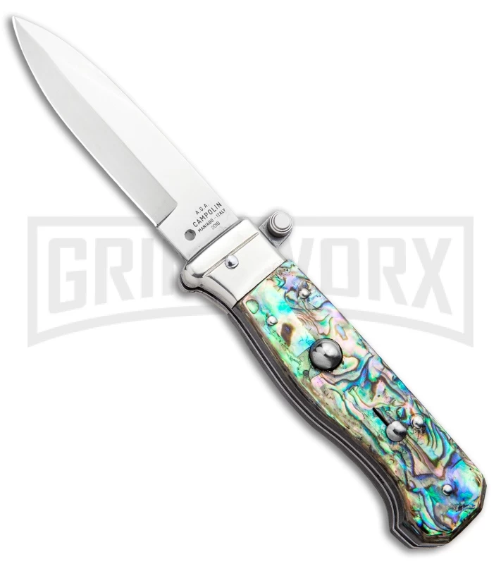 AGA Campolin Piccolo Abalone Italian Automatic Knife - Satin Plain 3 AGA Campolin Piccolo Abalone Italian Automatic Knife - Satin Plain