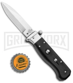 AGA Campolin Piccolo Ebony Italian Automatic Knife - Satin Plain -Professional Knife Discount Store AGA Campolin Piccolo Italian Stiletto Auto Ebony Satin BHQ 92722 jr bottlecap large