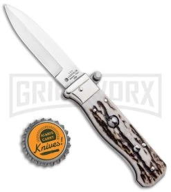 AGA Campolin Piccolo Stag Italian Automatic Knife - Satin Plain 9 AGA Campolin Piccolo Stag Italian Automatic Knife - Satin Plain -Professional Knife Discount Store AGA Campolin Piccolo Italian Stiletto Auto Stag Satin BHQ 94619 jr bottlecap large
