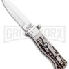 AGA Campolin Piccolo Stag Italian Automatic Knife - Satin Plain