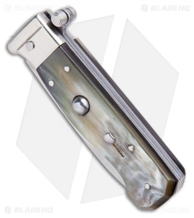 AGA Campolin Piccolo Italian Stiletto Automatic Knife Brazilian Horn(2.8" Satin) 4 AGA Campolin Piccolo Italian Stiletto Automatic Knife Brazilian Horn(2.8" Satin) - Image 2