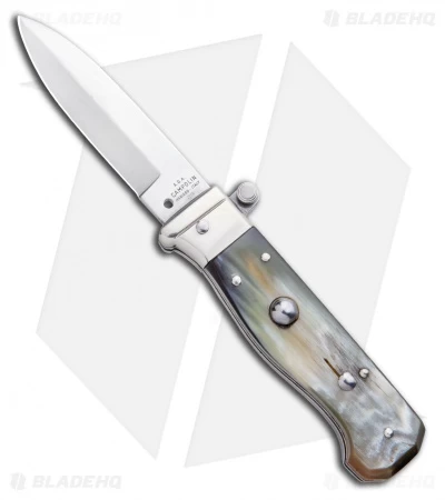 AGA Campolin Piccolo Italian Stiletto Automatic Knife Brazilian Horn(2.8" Satin) 3 AGA Campolin Piccolo Italian Stiletto Automatic Knife Brazilian Horn(2.8" Satin)