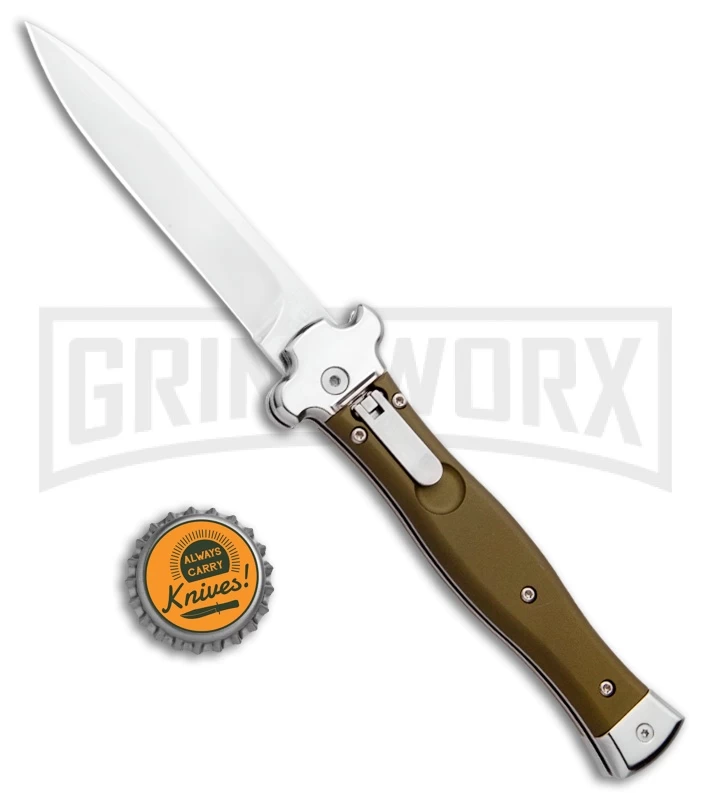 AGA Campolin Zero OD Green Aluminum Leverlock Automatic Knife - Bayo Satin Plain 6 AGA Campolin Zero OD Green Aluminum Leverlock Automatic Knife - Bayo Satin Plain - Image 4