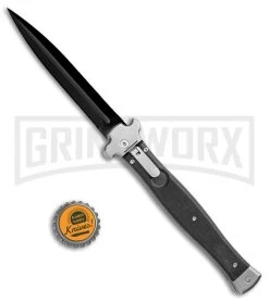 AGA Campolin Zero+ Black G-10 Leverlock Automatic Knife - Dagger Black Plain 2.0 -Professional Knife Discount Store AGA Campolin Zero Dagger LL Auto Black G 10 Black BHQ 105419 jr bottlecap large