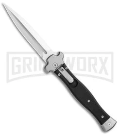 AGA Campolin Zero Black G-10 Leverlock Automatic Knife - Dagger Satin Plain
