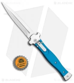 AGA Campolin Zero Dagger Leverlock Automatic Knife Blue G-10 (3.75" Satin) -Professional Knife Discount Store AGA Campolin Zero Dagger LL Auto Blue G 10 Satin BHQ 117112 jr bottlecap