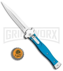 AGA Campolin Zero Blue G-10 Leverlock Automatic Knife - Dagger Satin Plain -Professional Knife Discount Store AGA Campolin Zero Dagger LL Auto Blue G 10 Satin BHQ 117112 jr bottlecap large