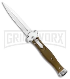 AGA Campolin Zero Green Aluminum Leverlock Automatic Knife - Dagger Satin Plain