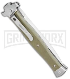 AGA Campolin Zero+ Green G-10 Leverlock Automatic Knife - Dagger Satin Plain 2.0 -Professional Knife Discount Store AGA Campolin Zero Dagger LL Auto Green G 10 Satin BHQ 105462 jr side large