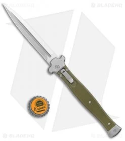 AGA Campolin Zero+ Dagger Leverlock Automatic Green G-10 (4.5" Satin M390) -Professional Knife Discount Store AGA Campolin Zero Dagger LL Auto Green G 10 Satin BHQ 134844 jr bottlecap