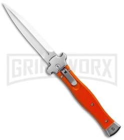 AGA Campolin Zero Orange G-10 Leverlock Automatic Knife - Dagger Satin Plain