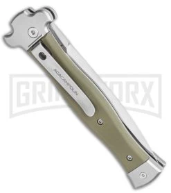 AGA Campolin Zero 10 Green G-10 Leverlock Automatic Knife -Dagger Satin Plain -Professional Knife Discount Store AGA Campolin Zero Dagger Leverlock Automatic Knife G10 Grn Coated 3.75 Polish BHQ 115850 LS Side large