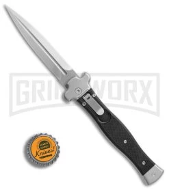 AGA Campolin Zero Black G-10 Leverlock Automatic Knife - Dagger Stonewash Plain -Professional Knife Discount Store AGA Campolin Zero Dagger black G10 sw BHQ 74034 er bottlecap large