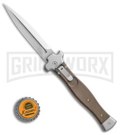 AGA Campolin Zero Brown G-10 Leverlock Automatic Knife - Dagger Satin Plain -Professional Knife Discount Store AGA Campolin Zero Dagger leverlock brown G10 satin BHQ 74942 er bottlecap large