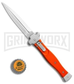 AGA Campolin Zero Orange G-10 Leverlock Automatic Knife - Dagger Stonewash Plain -Professional Knife Discount Store AGA Campolin Zero Dagger orange G10 sw BHQ 74940 jr bottlecap large