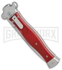 AGA Campolin Zero Red G-10 Leverlock Automatic Knife - Dagger Stonewash Plain -Professional Knife Discount Store AGA Campolin Zero Dagger red G10 sw BHQ 74036 er spine large
